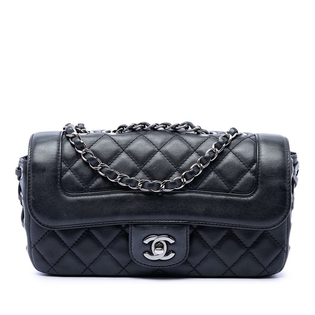 Chanel Quilted Calfskin Coco Corset Flap Black Leather Very good condition - Front View