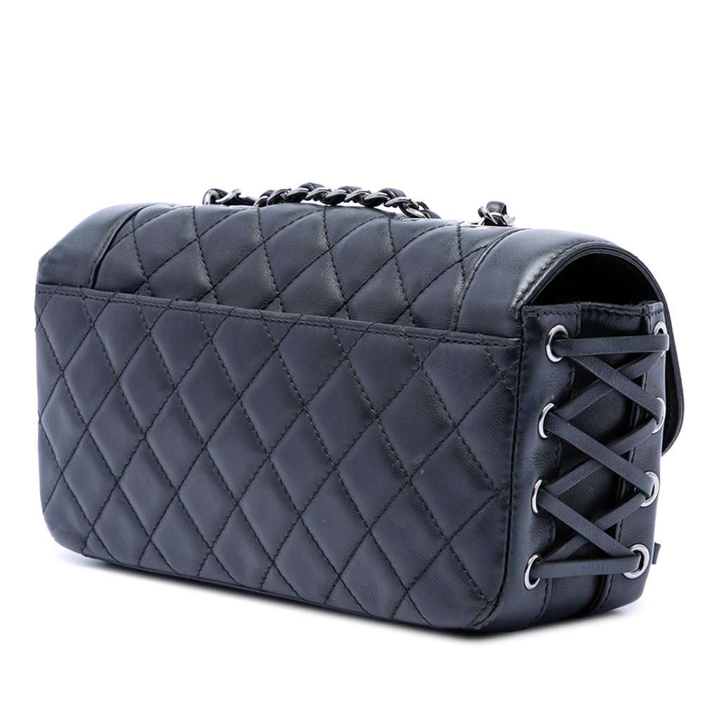 Chanel Quilted Calfskin Coco Corset Flap Black Leather Very good condition - Back View