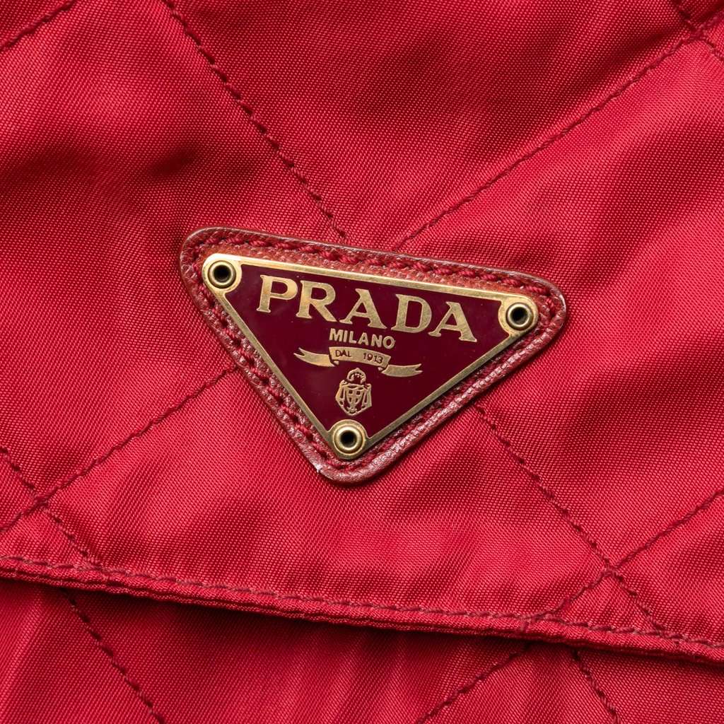 Prada Impuntu Tessuto Chain Shoulder Bag Red Very good condition - Box View