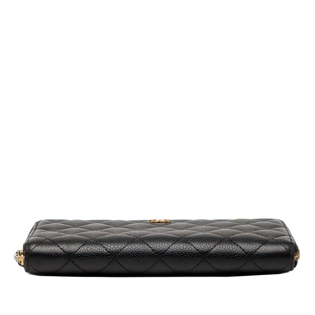 Chanel CC Quilted Caviar Zip Around Long Wallet Black Leather Very good condition - Inside View