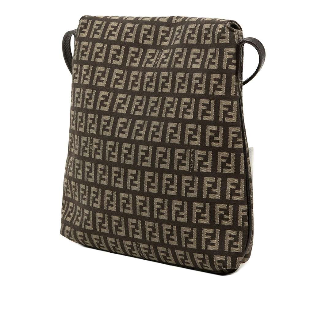 Fendi Zucchino Canvas Crossbody Brown Very good condition - Back View