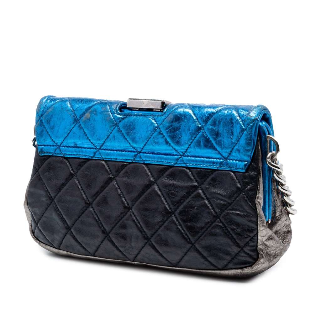 Chanel Multicolor Quilted Metallic Calfskin Modern Chain Flap Frame Bag MultiColor Leather Very good condition - Back View