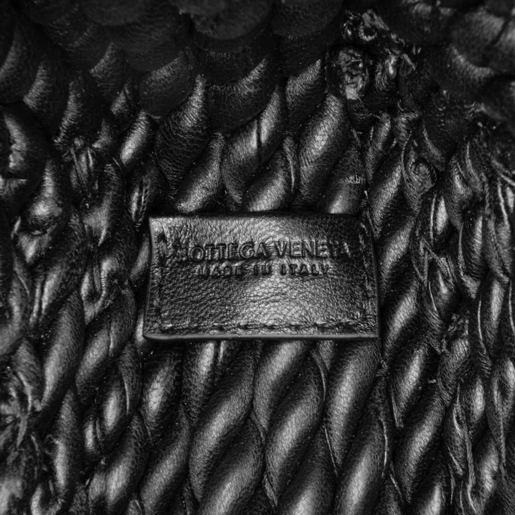 Bottega Veneta Lambskin Torchon Classic Tasseled Twisted Crossbody Black Leather Very good - Box View