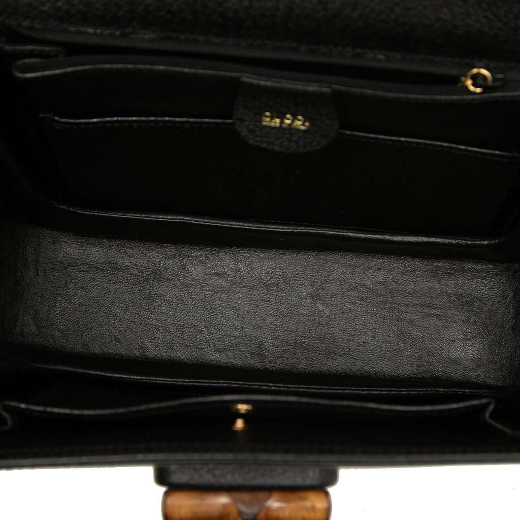 Gucci Grained Calfskin Bamboo Night Black Leather Very good - Model View