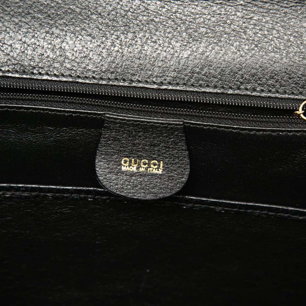 Gucci Grained Calfskin Bamboo Night Black Leather Very good - Box View