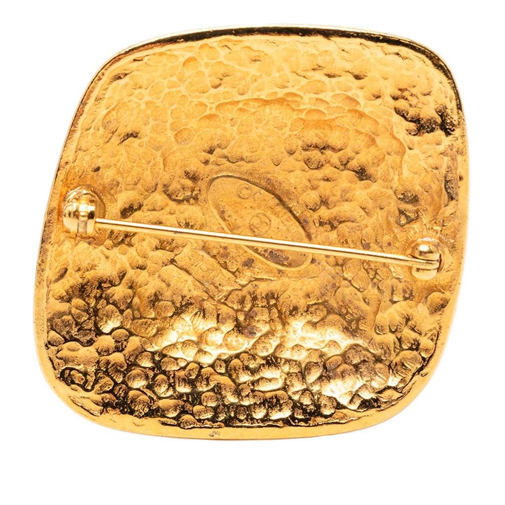 Chanel CC Gold Plated Diamond Brooch Gold Metal Very good - Back View