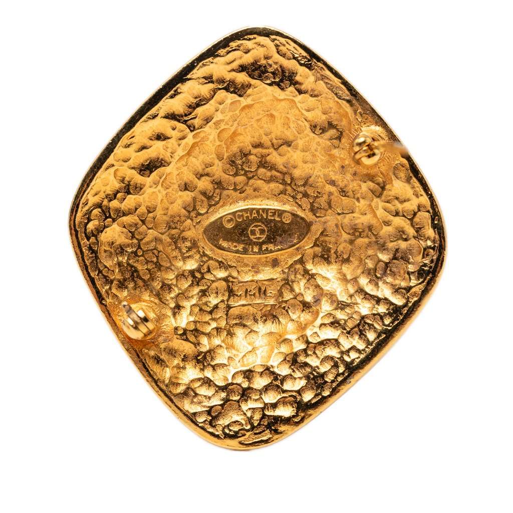 Chanel CC Gold Plated Diamond Brooch Gold Metal Very good - Inside View
