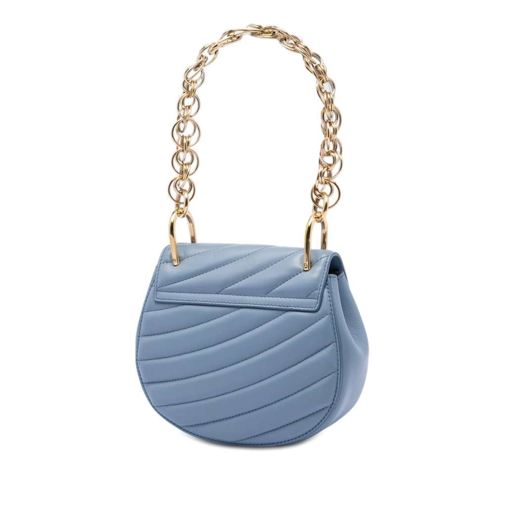 Chloé Mini Quilted Leather Drew Bijou Satchel Blue Leather Very good condition - Back View