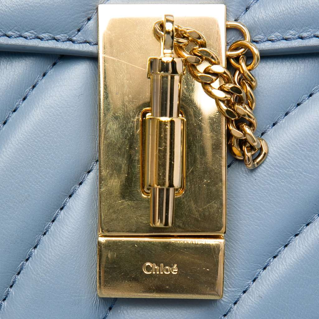 Chloé Mini Quilted Leather Drew Bijou Satchel Blue Leather Very good condition - Box View