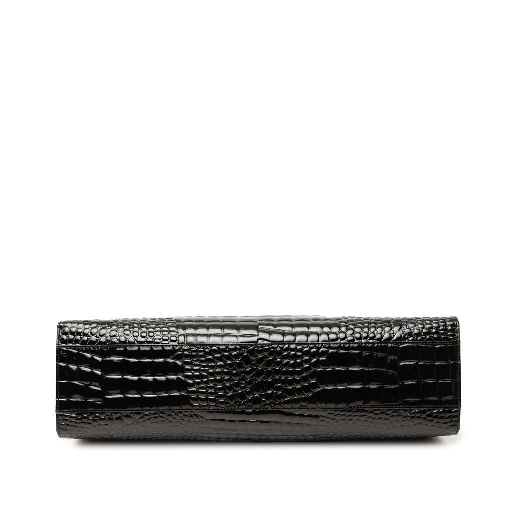 Saint Laurent Croc Embossed Patent Handbag Black Leather Very good - Inside View