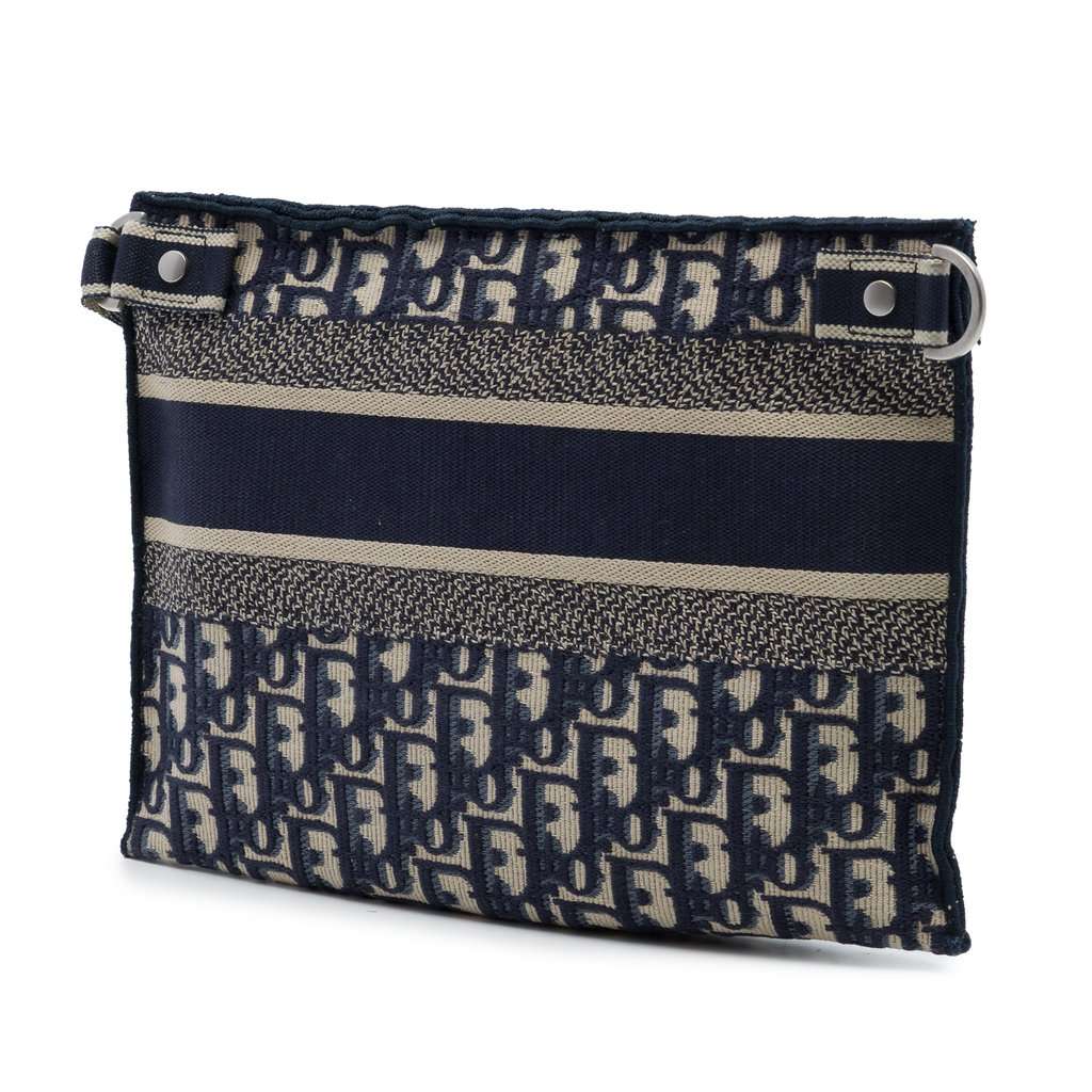 Dior Oblique Canvas Flat Crossbody Blue Very good condition - Back View