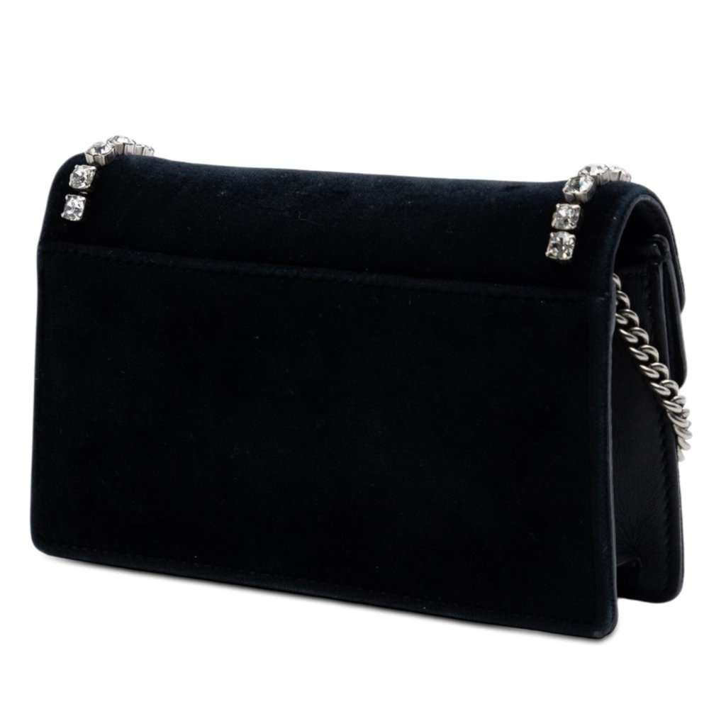 Gucci Mini Crystal Embellished Velvet Dionysus Crossbody Black Very good condition - Back View