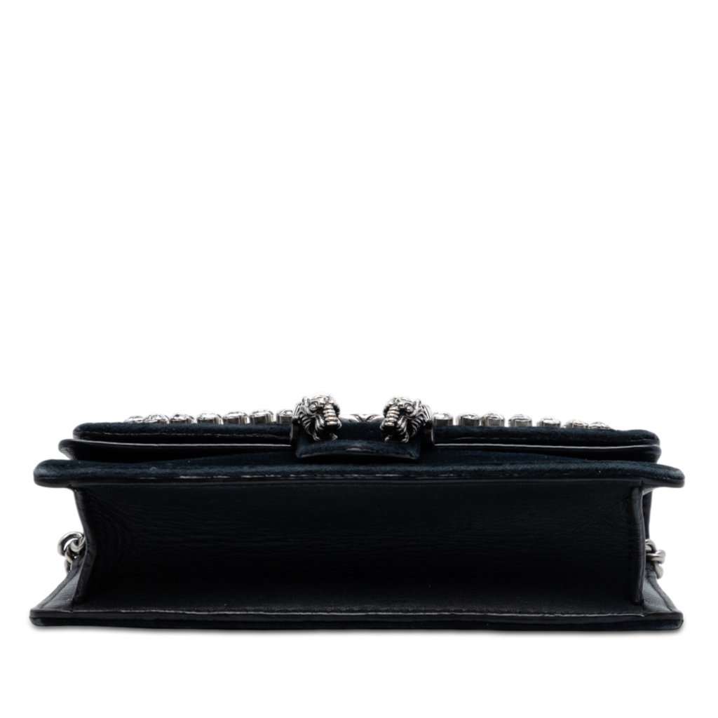 Gucci Mini Crystal Embellished Velvet Dionysus Crossbody Black Very good condition - Inside View