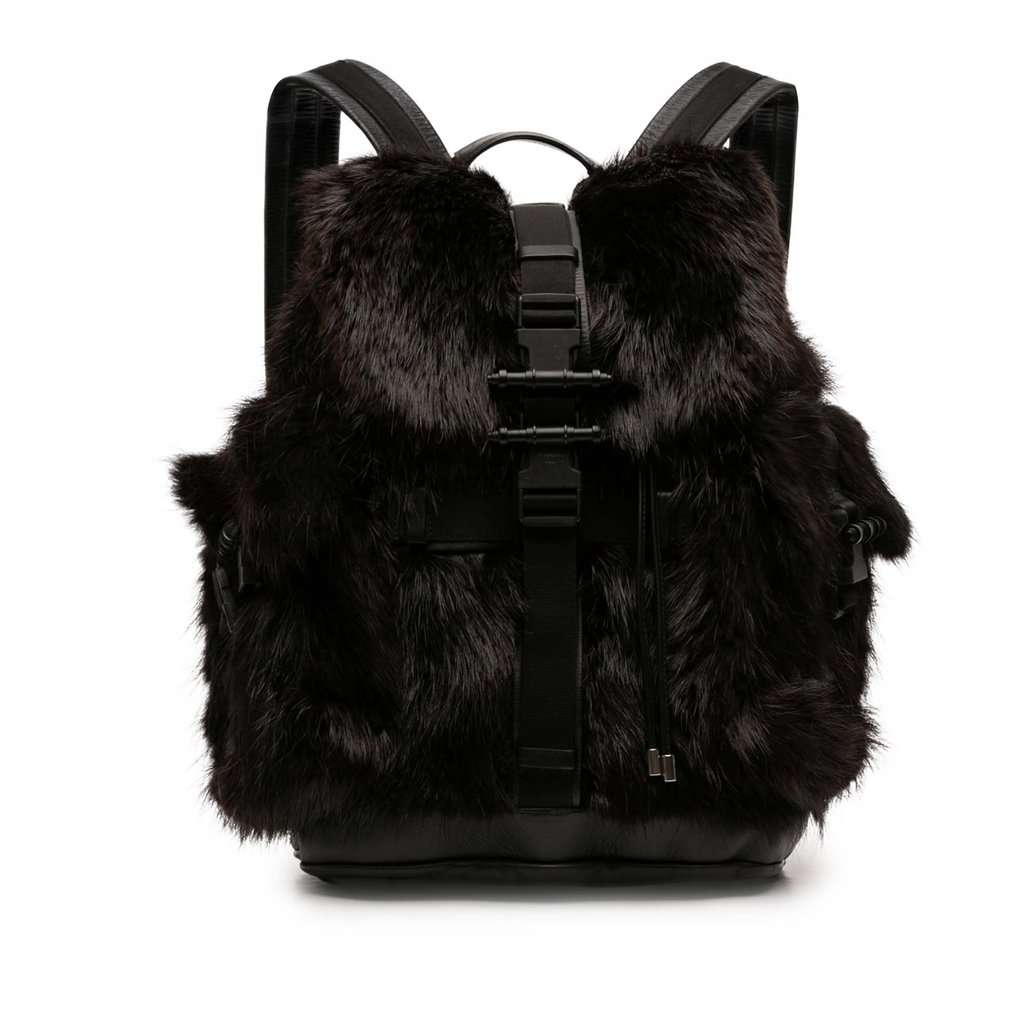 Givenchy Leather and Fur Obsedia Backpack Black Very good - Front View