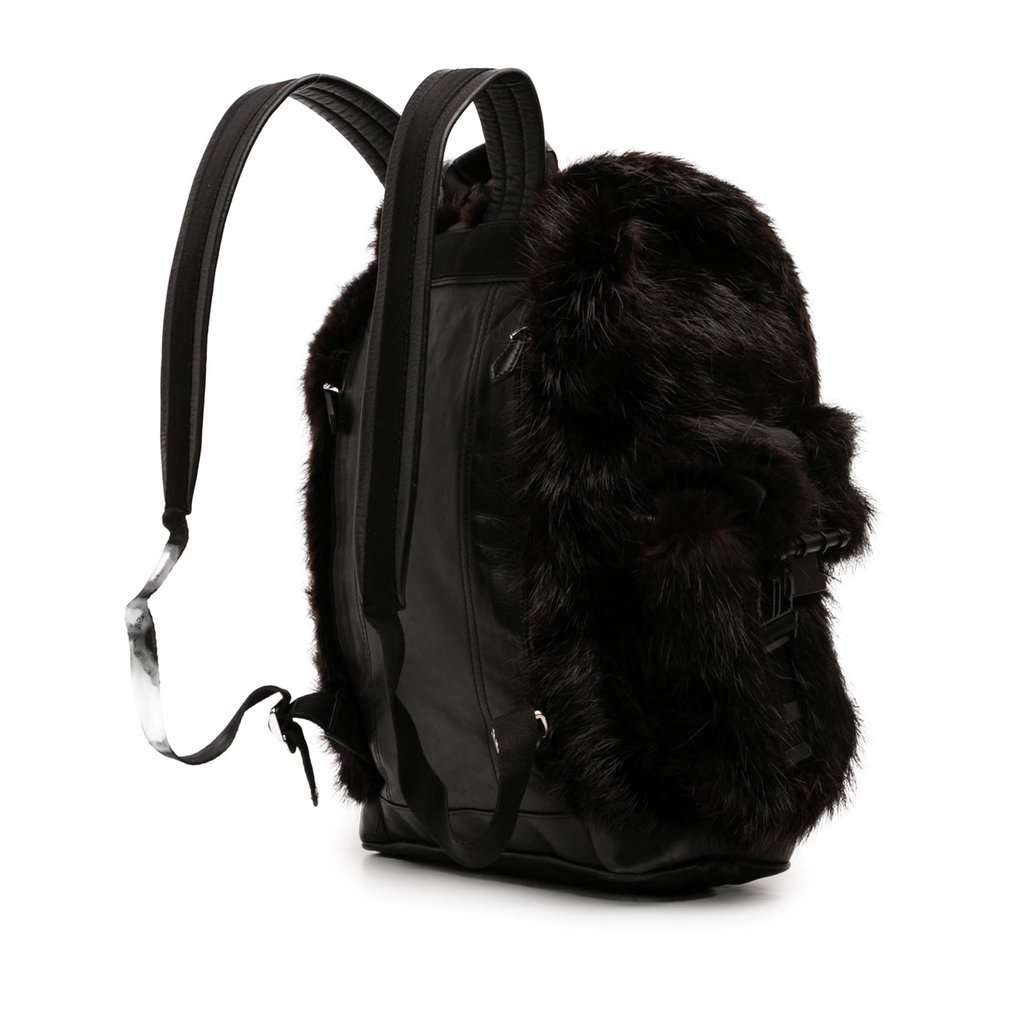 Givenchy Leather and Fur Obsedia Backpack Black Very good - Back View