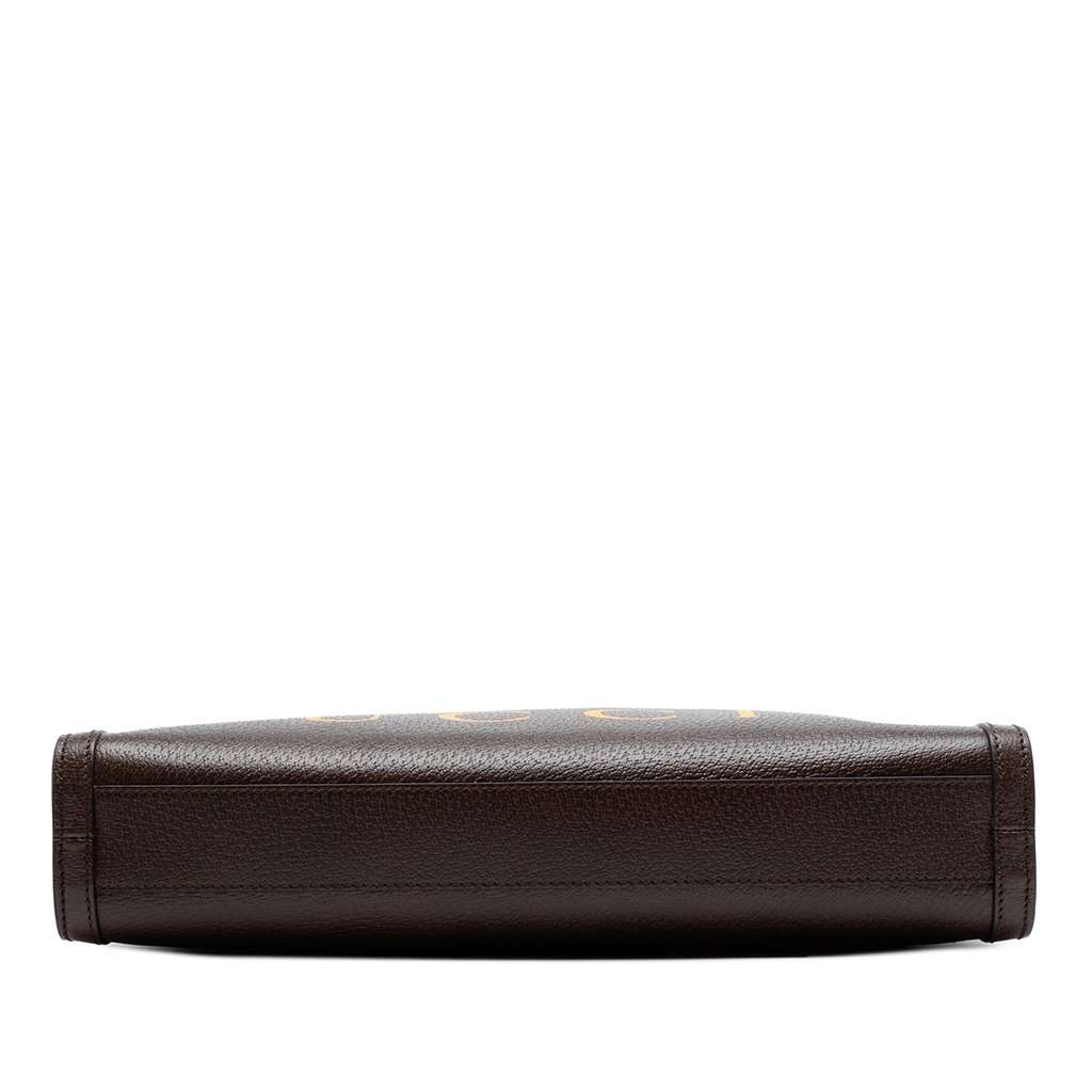 Gucci 100th Anniversary Textured Calfskin Logo Convertible Tote Brown Leather Very good condition - Inside View