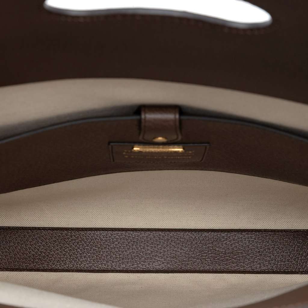 Gucci 100th Anniversary Textured Calfskin Logo Convertible Tote Brown Leather Very good condition - Model View