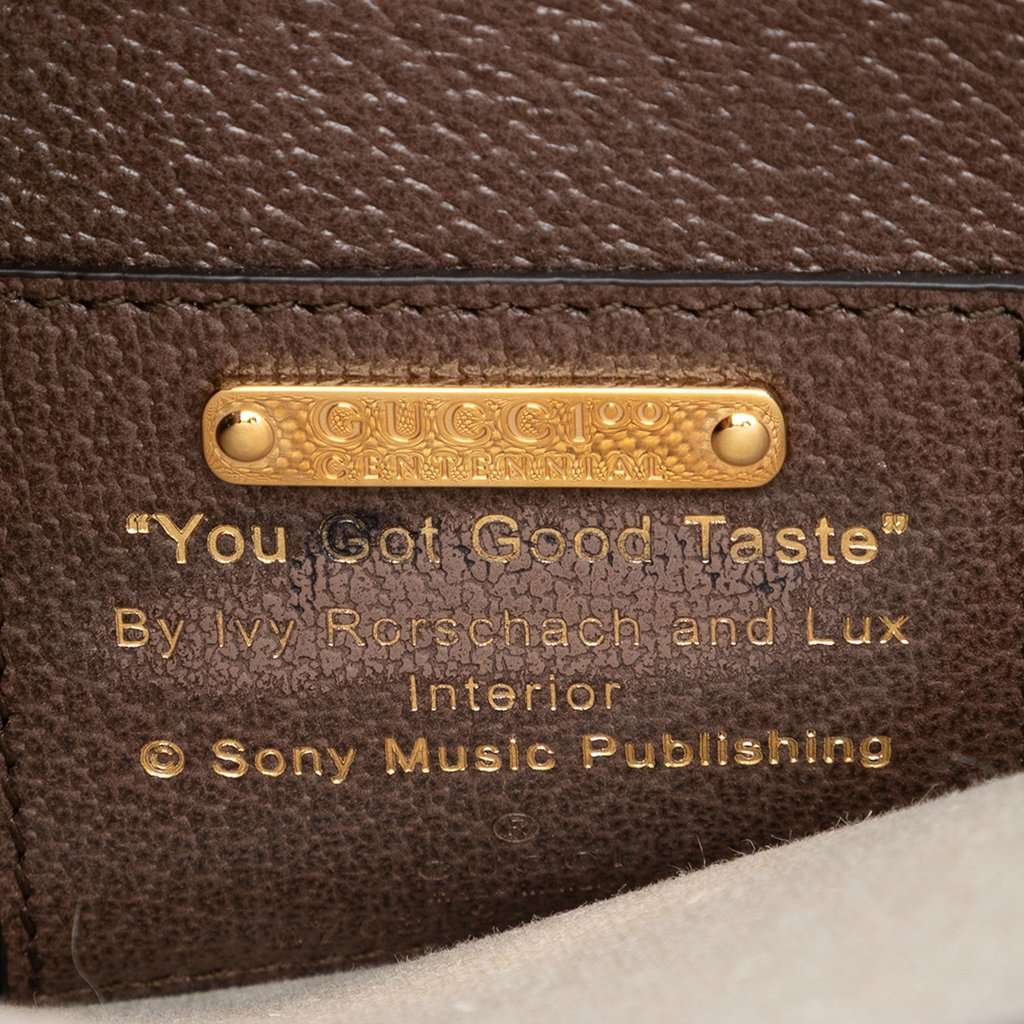 Gucci 100th Anniversary Textured Calfskin Logo Convertible Tote Brown Leather Very good condition - Box View