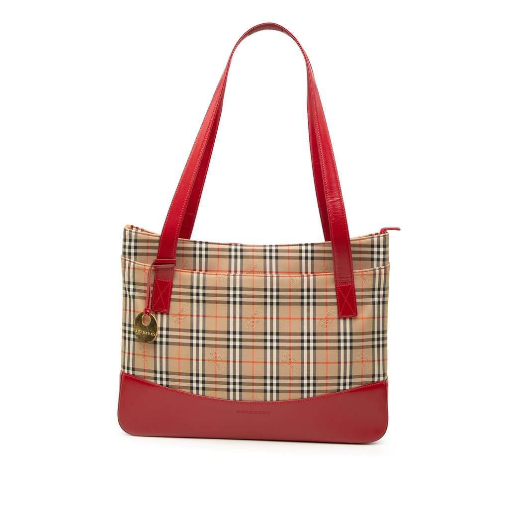 Burberry Haymarket Check Canvas Tote Beige Very good - Front View