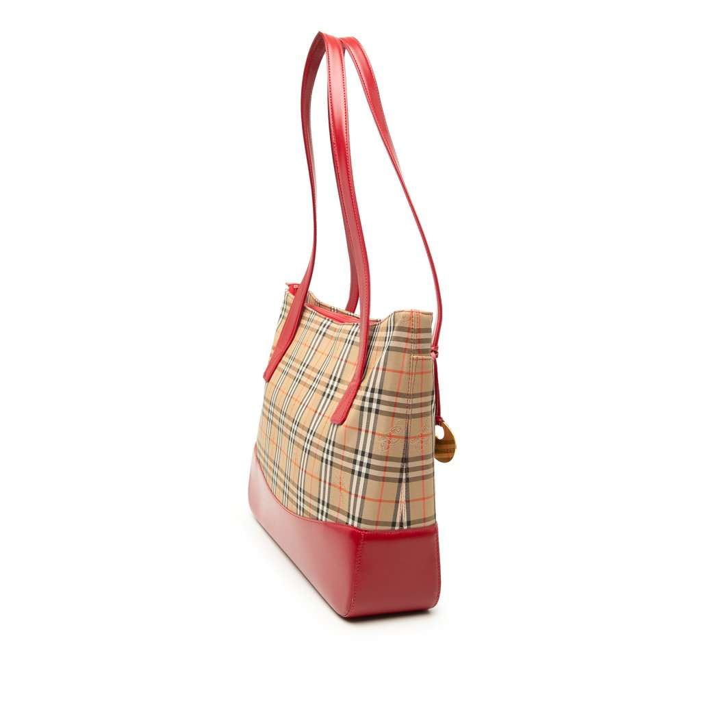 Burberry Haymarket Check Canvas Tote Beige Very good - Back View