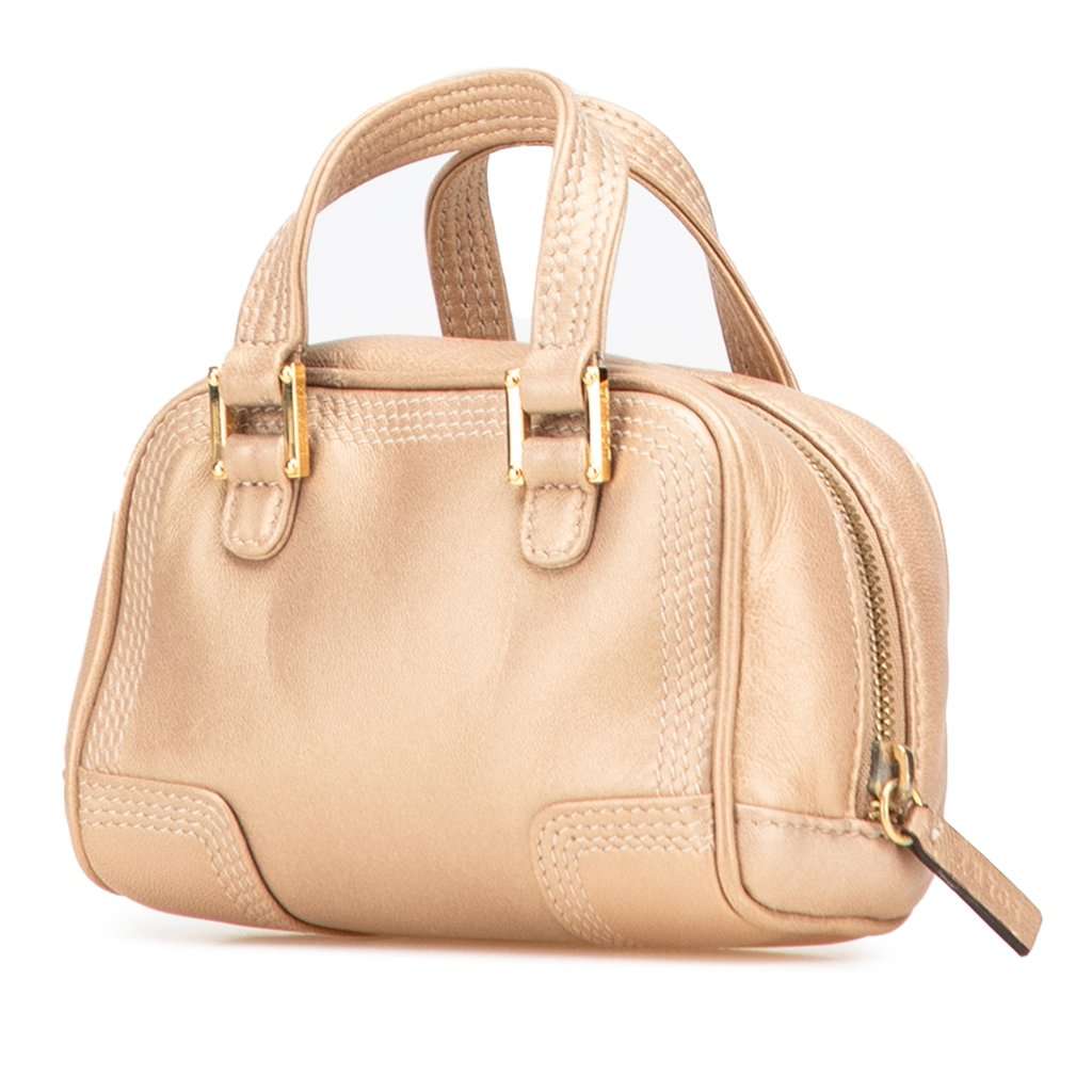 Loewe Micro Metallic Leather Amazona Satchel Gold Leather Very good - Back View