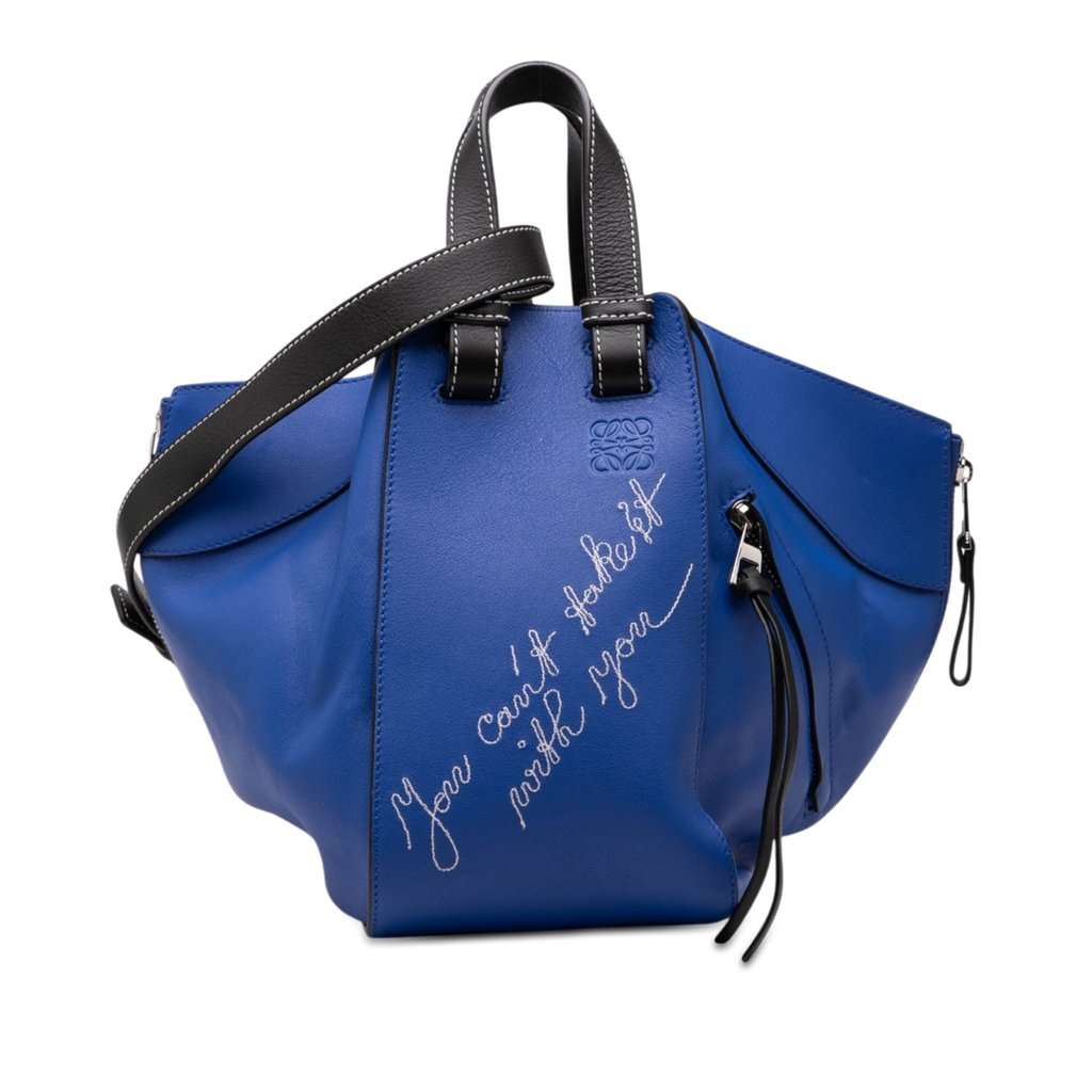 Loewe Small Bicolor Calfskin Can't Take It Hammock Bag Blue Leather Very good condition - Front View