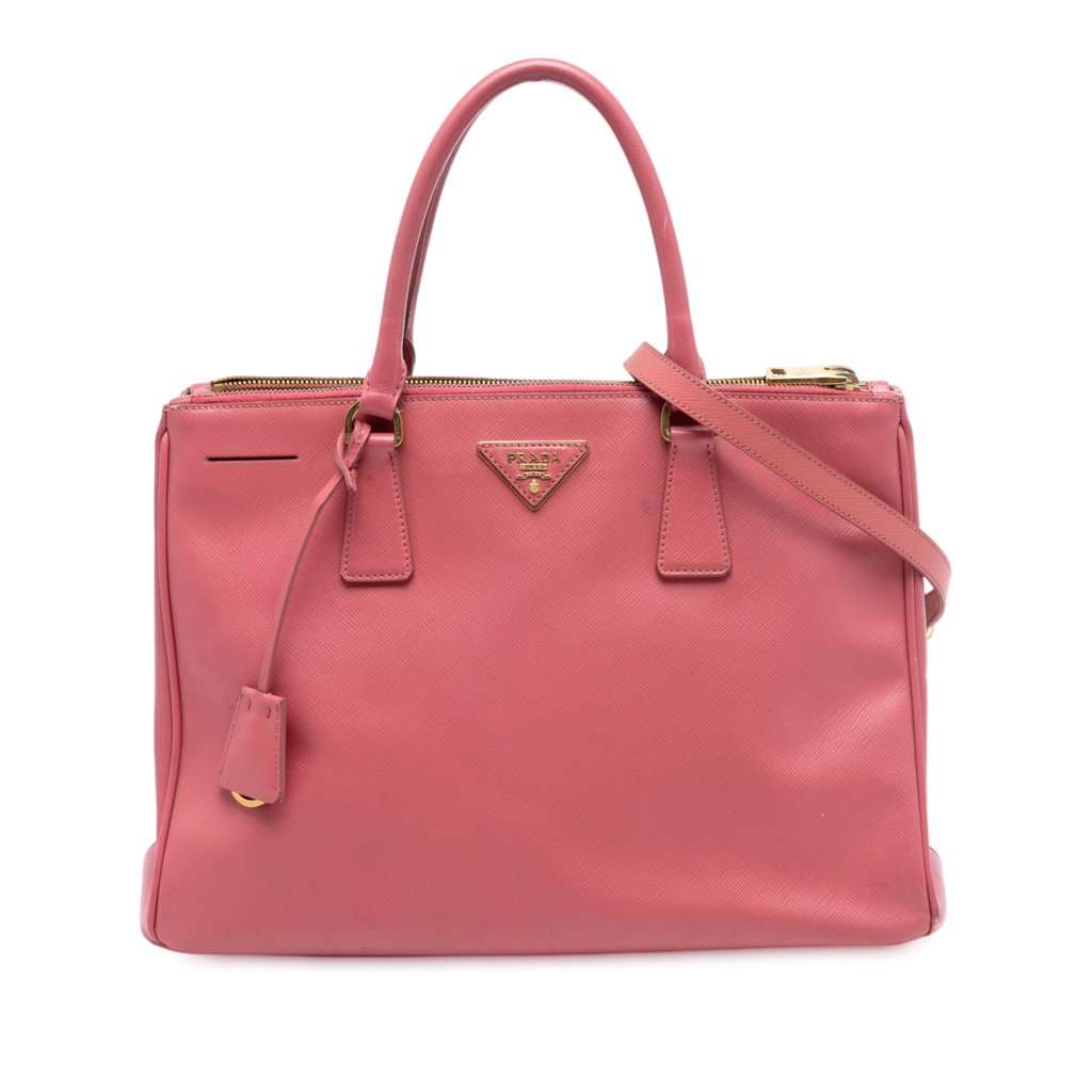 Prada Medium Saffiano Lux Galleria Double Zip Satchel Pink Leather Very good - Front View