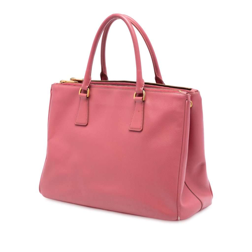 Prada Medium Saffiano Lux Galleria Double Zip Satchel Pink Leather Very good - Back View