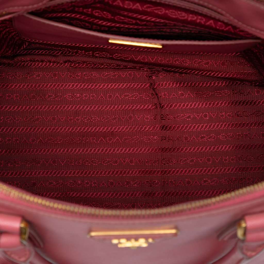 Prada Medium Saffiano Lux Galleria Double Zip Satchel Pink Leather Very good - Model View