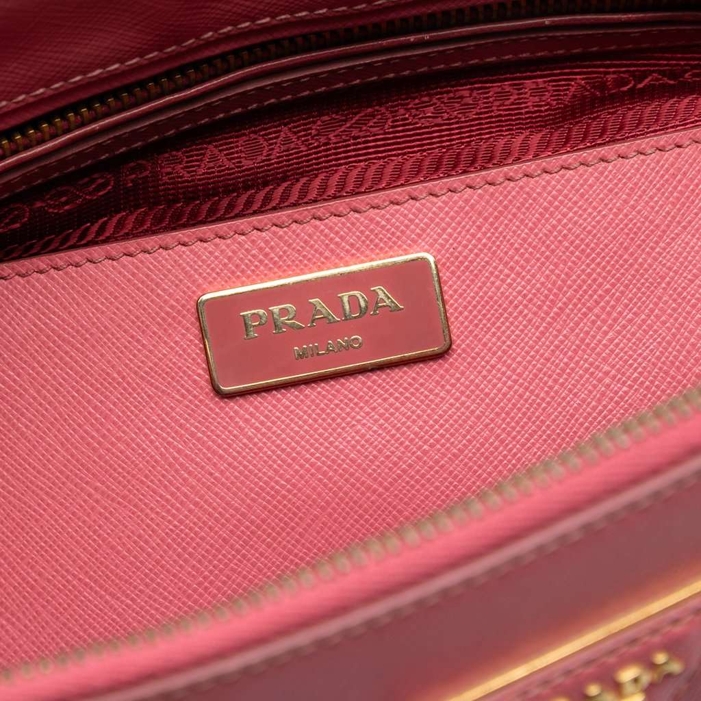 Prada Medium Saffiano Lux Galleria Double Zip Satchel Pink Leather Very good - Box View