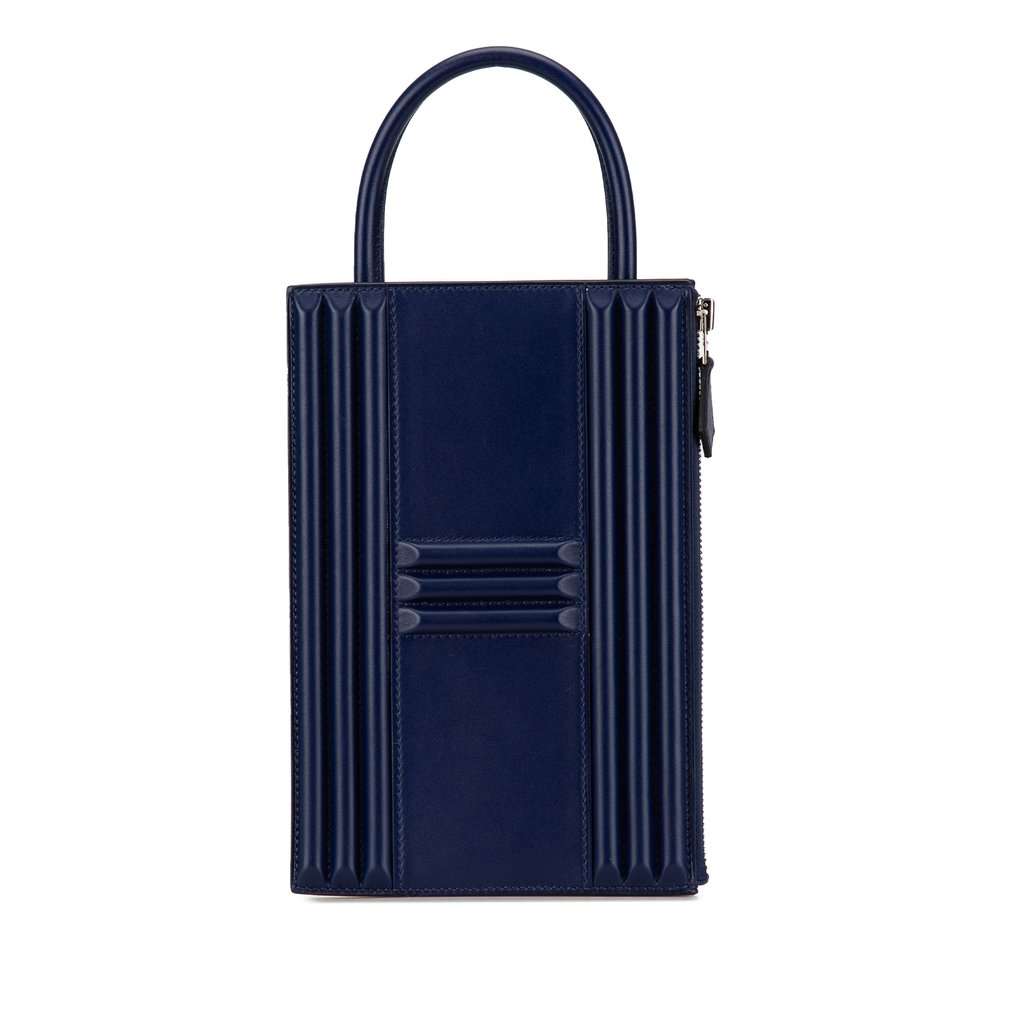 Hermès Tadelakt Kelly Cadena Handbag Blue Leather Very good condition - Front View