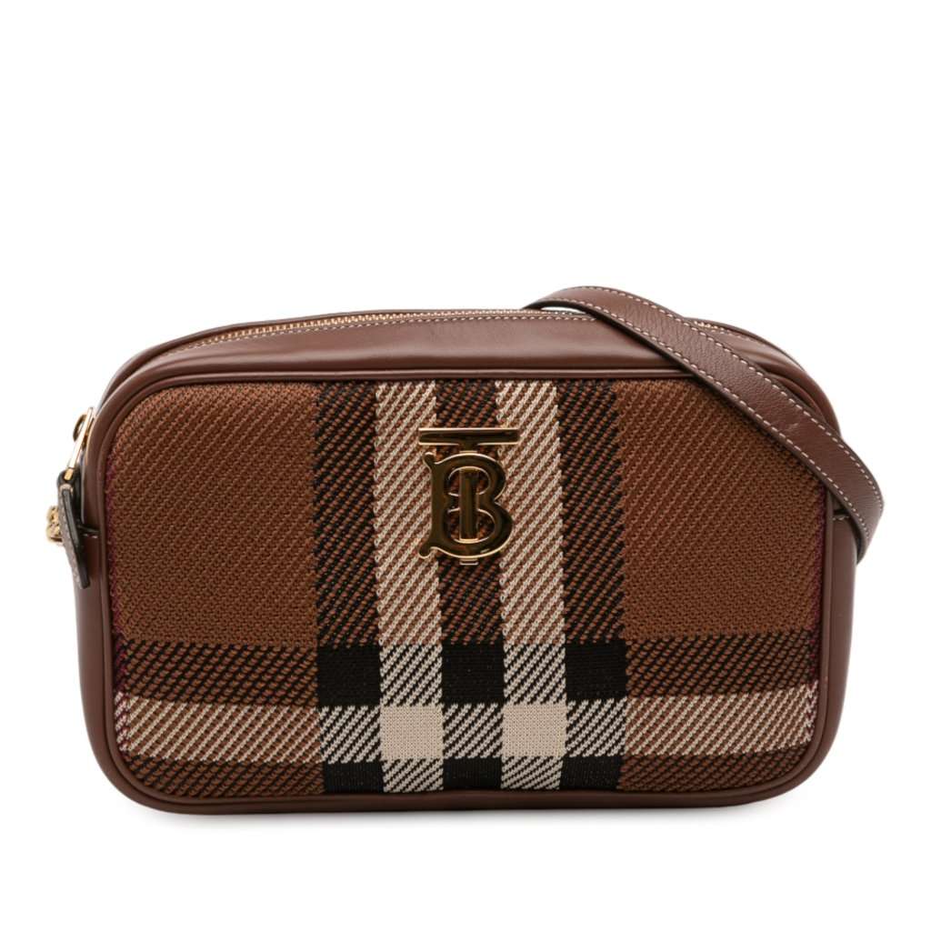 Burberry Small Knitted Check Lola Camera Bag Brown Very good condition - Front View