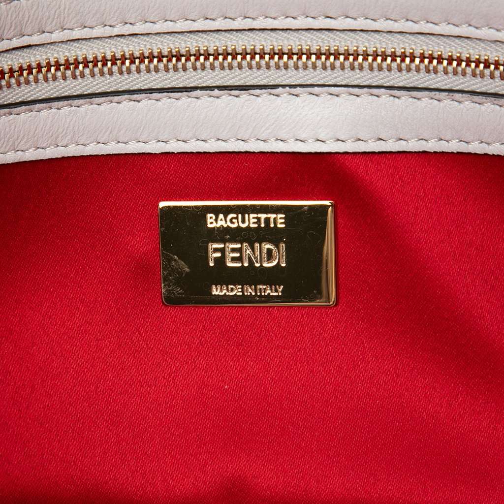 Fendi Nappa and Mink Fur Faces Baguette Satchel Silver Leather Very good condition - Box View