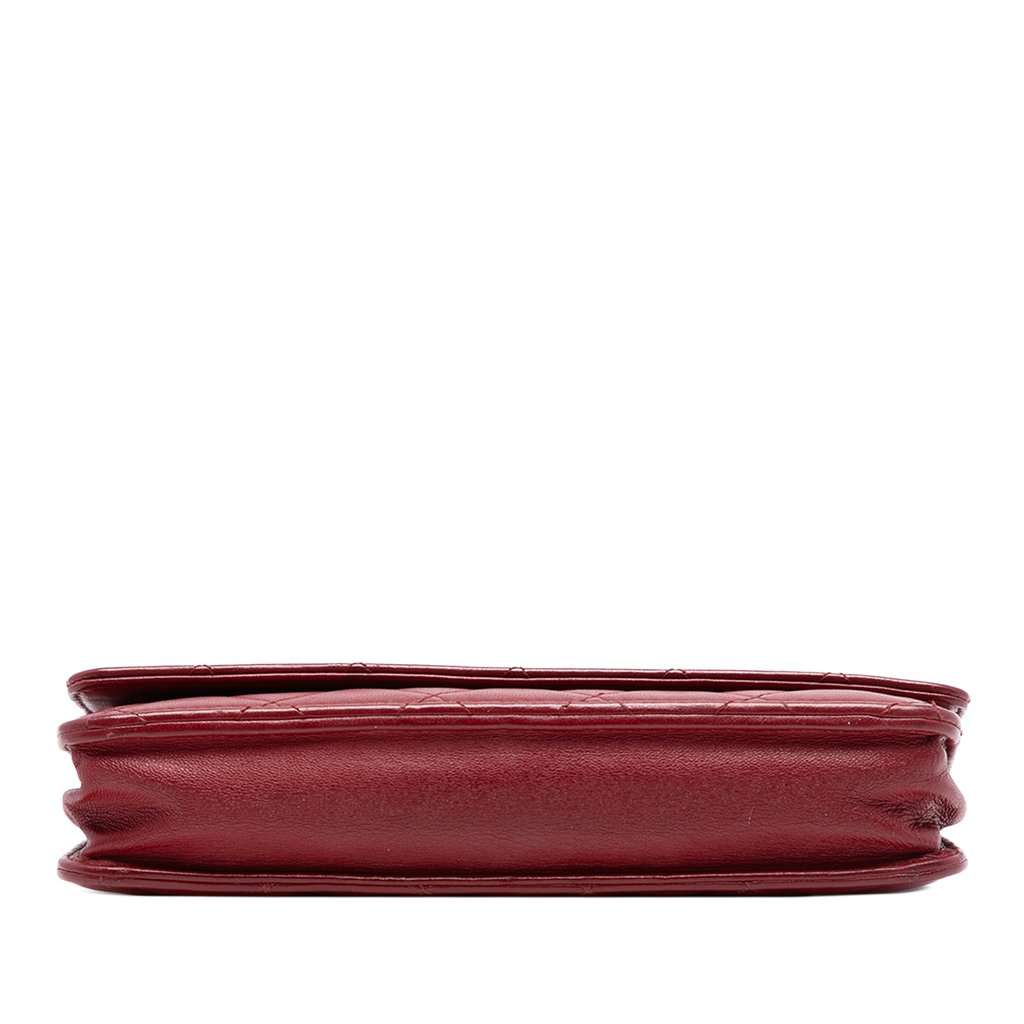 Chanel CC Quilted Lambskin Wallet on Chain Red Leather Very good - Inside View