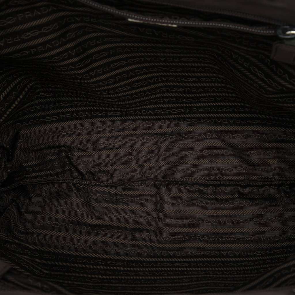 Prada Tessuto Metal Handle Bag Brown Very good - Model View
