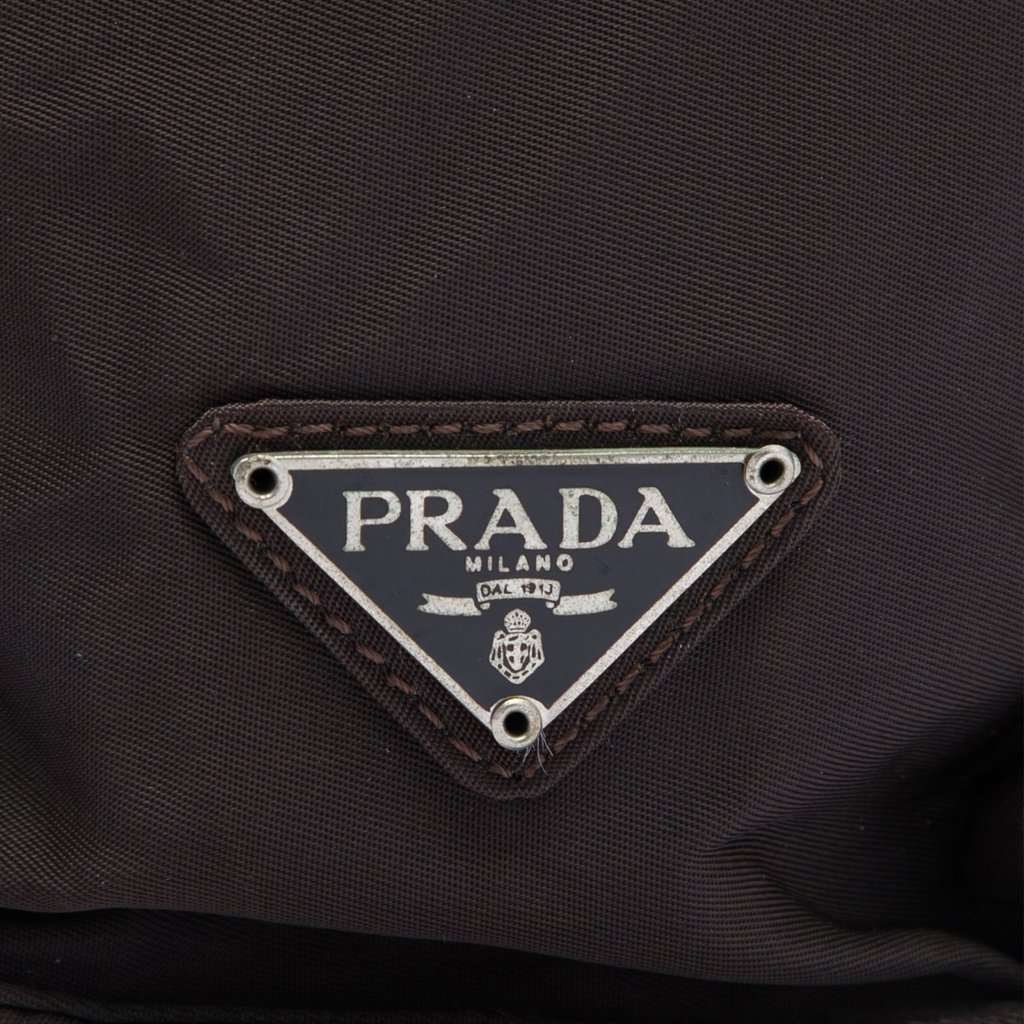 Prada Tessuto Metal Handle Bag Brown Very good - Box View