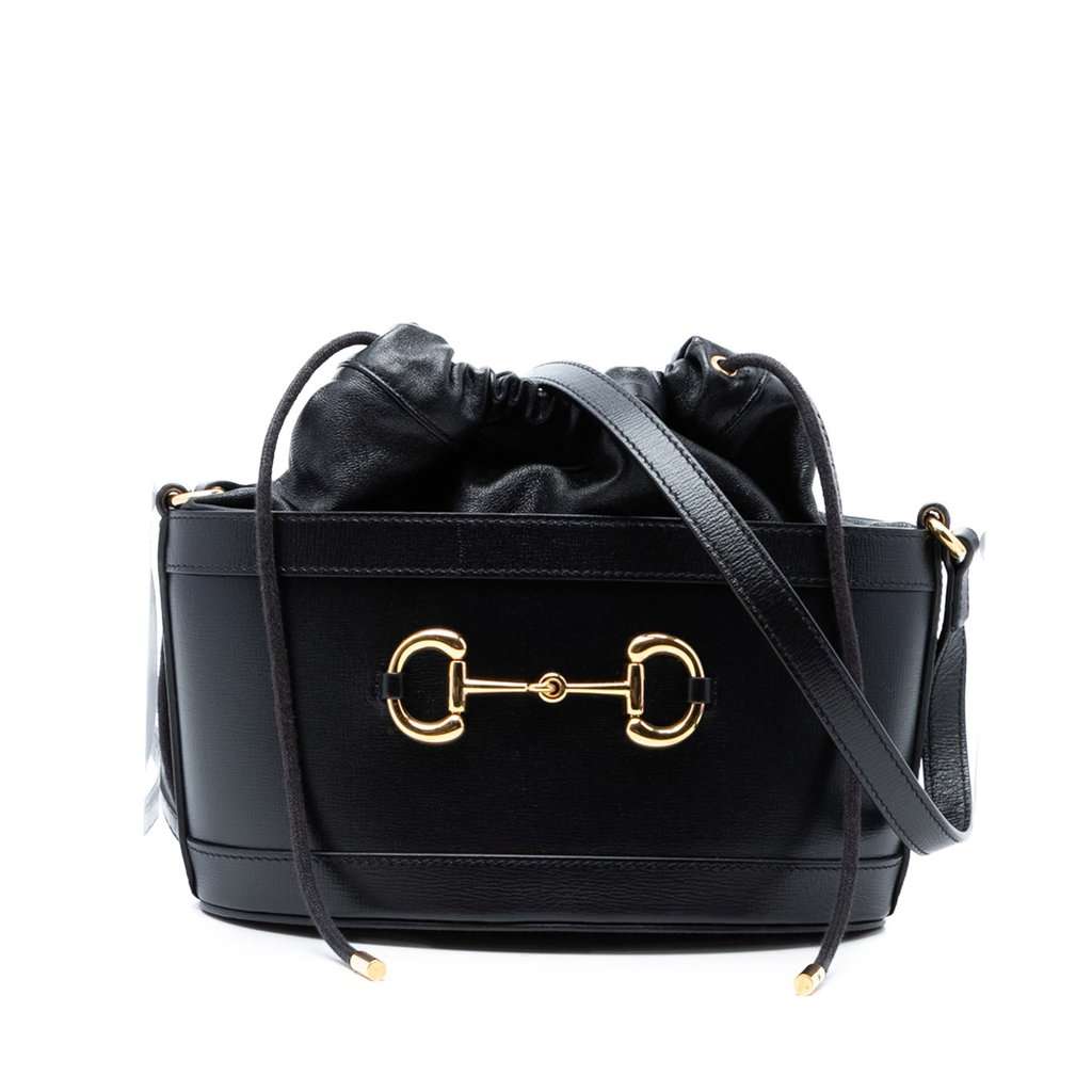 Gucci Leather Horsebit 1955 Bucket Bag Black Leather Very good condition - Front View
