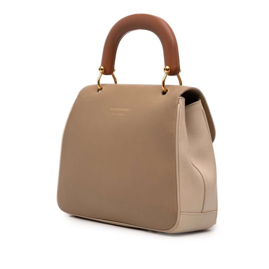 Burberry Medium Tricolor Trench Calfskin DK88 Top Handle Bag Brown Leather Very good condition - Back View