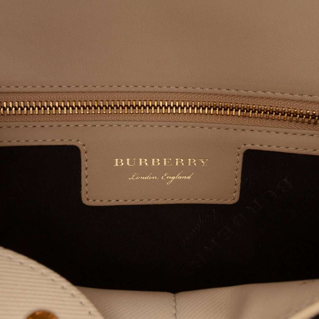 Burberry Medium Tricolor Trench Calfskin DK88 Top Handle Bag Brown Leather Very good condition - Box View
