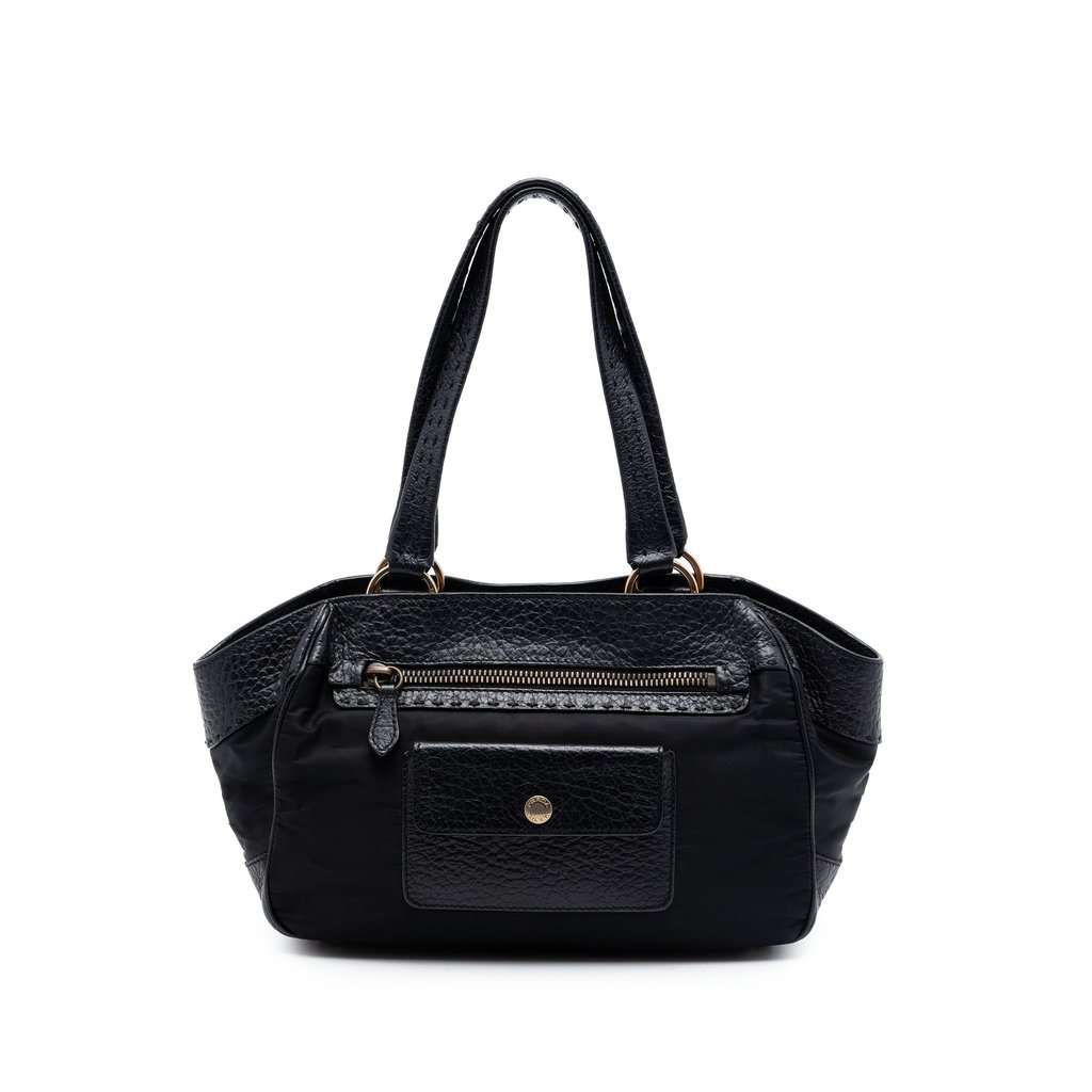 Prada Berlino Trimmed Tessuto Shoulder Bag Black Very good condition - Front View