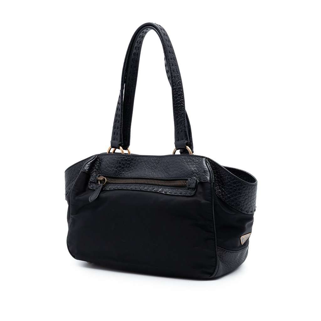 Prada Berlino Trimmed Tessuto Shoulder Bag Black Very good condition - Back View