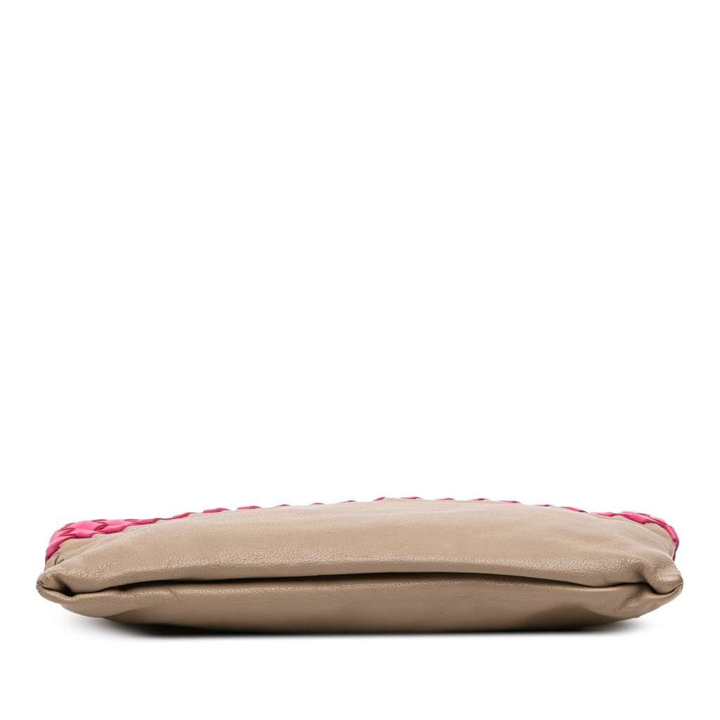 Bottega Veneta Intrecciato Trimmed Bicolor Nappa Clutch Beige Leather Very good - Inside View