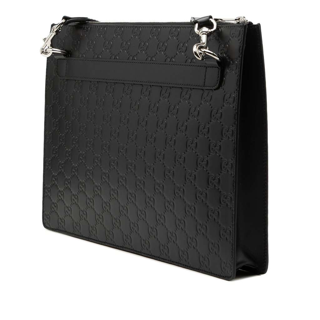 Gucci Guccissima Zip Messenger Bag Black Leather Very good condition - Back View