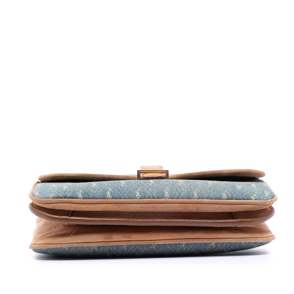 Saint Laurent Suede Trimmed Denim Monogram Allover Crossbody Blue Very good condition - Inside View
