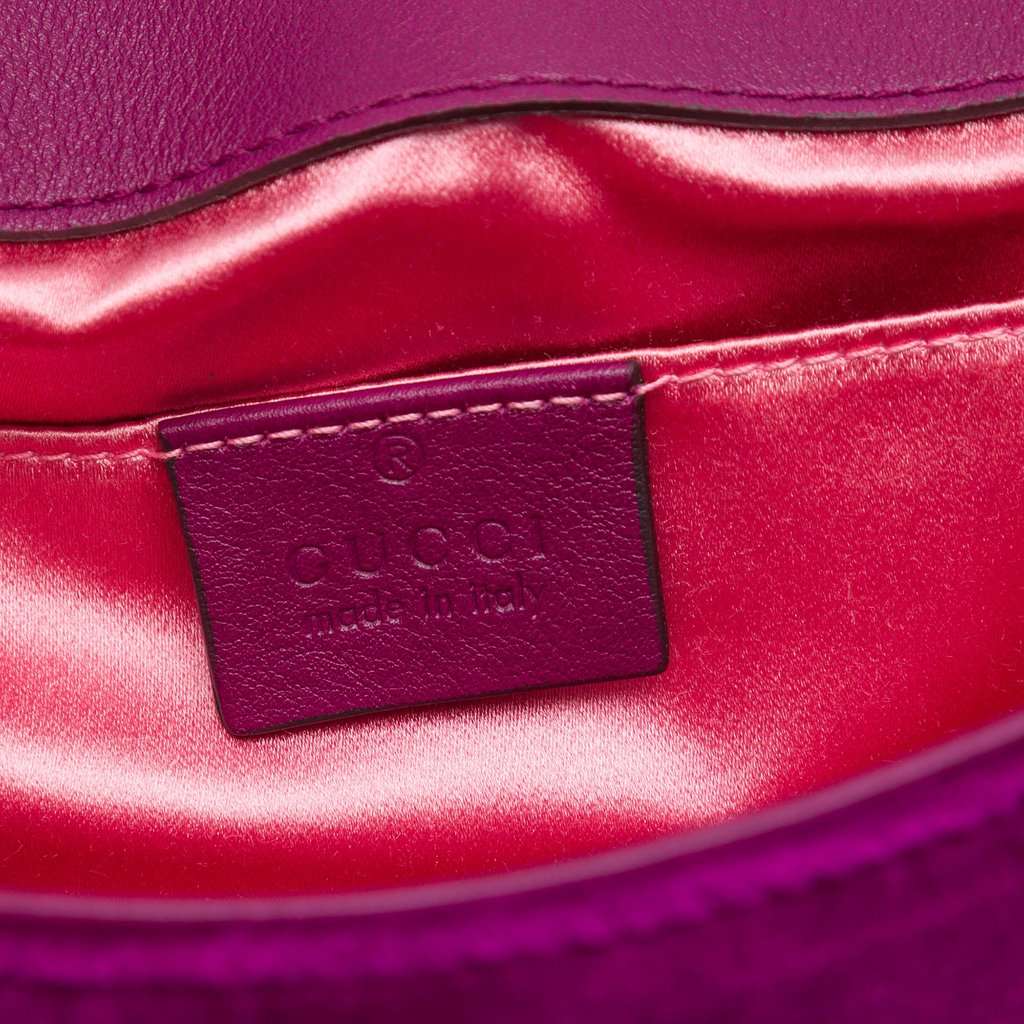 Gucci Small GG Marmont Matelasse Velvet Crystal Embellished Shoulder Bag Purple Very good condition - Box View