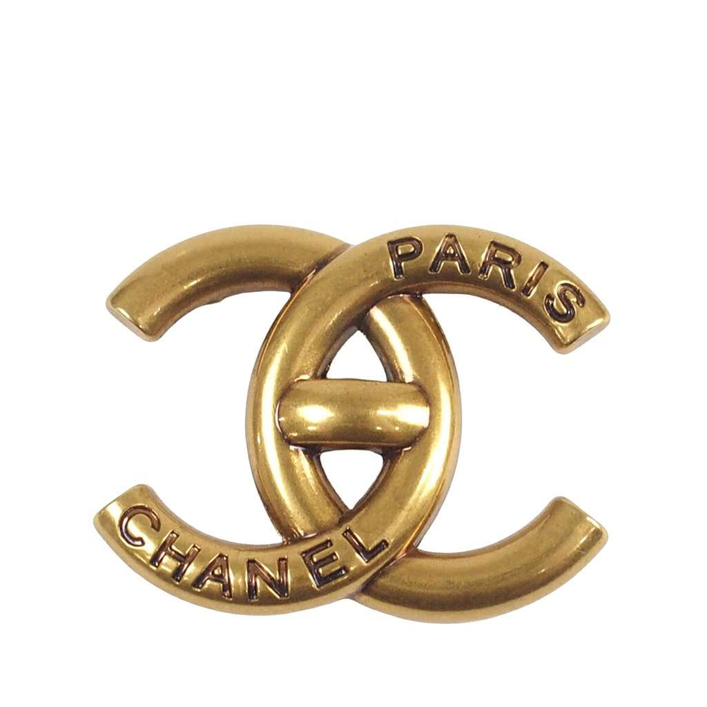 Chanel CC Gold Plated Turnlock Brooch Gold Metal Very good condition - Front View