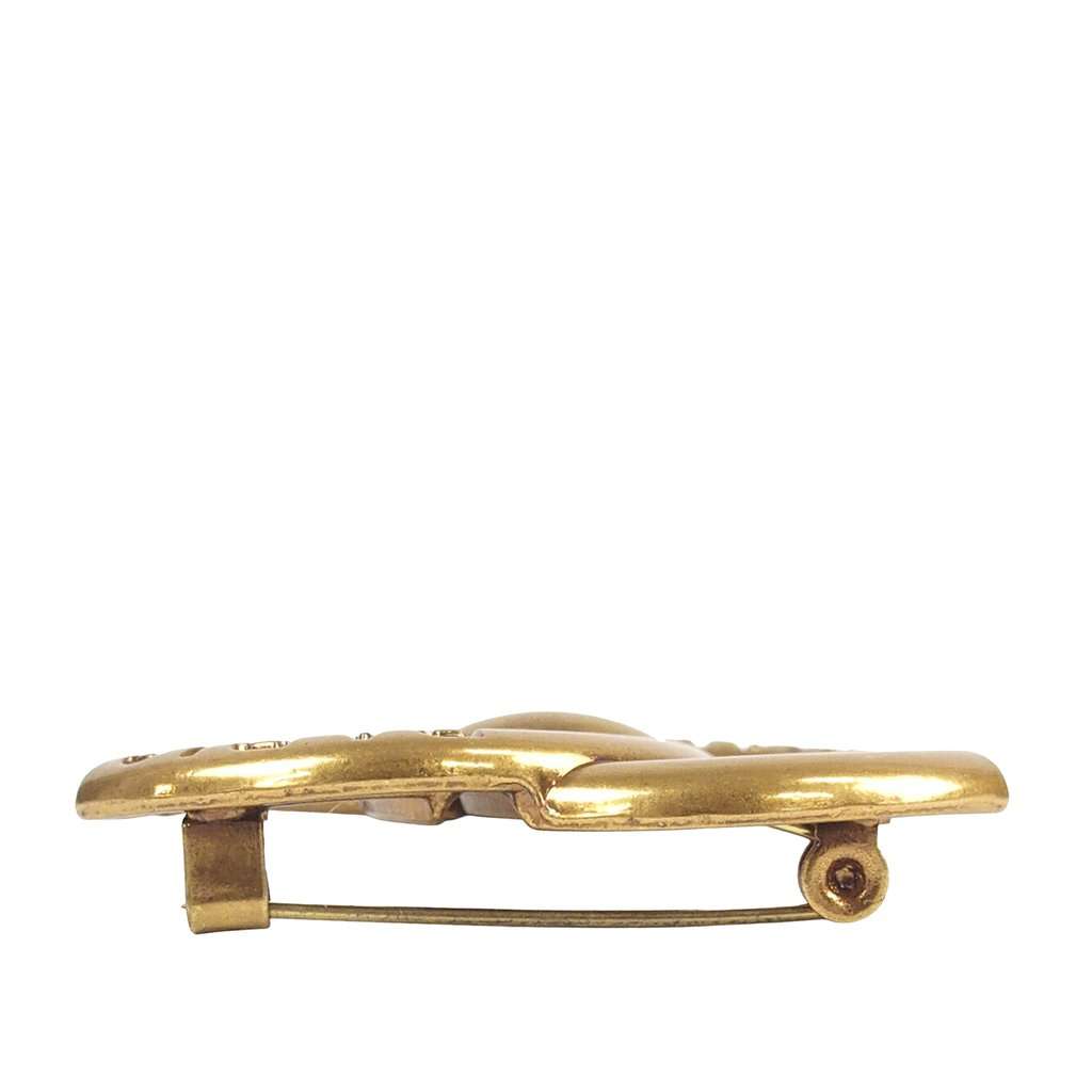 Chanel CC Gold Plated Turnlock Brooch Gold Metal Very good condition - Model View