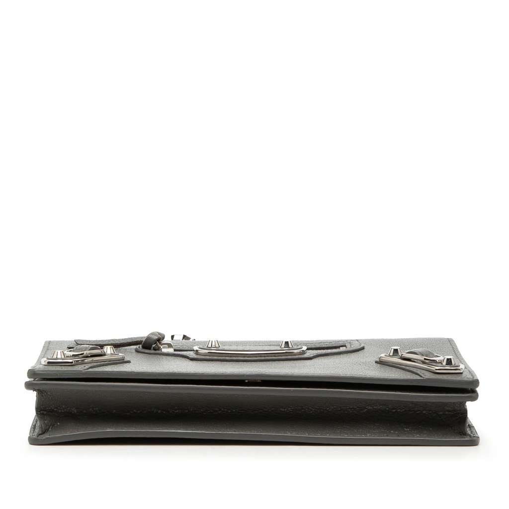 Balenciaga Chevre Motocross Metallic Edge Wallet on Chain Brown Leather Very good condition - Inside View