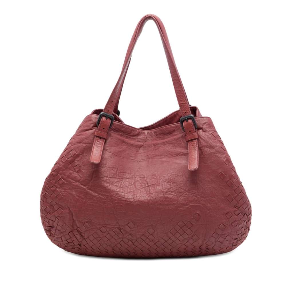 Bottega Veneta Large Intrecciato Trimmed Nappa Cesta Tote Red Leather Very good condition - Front View