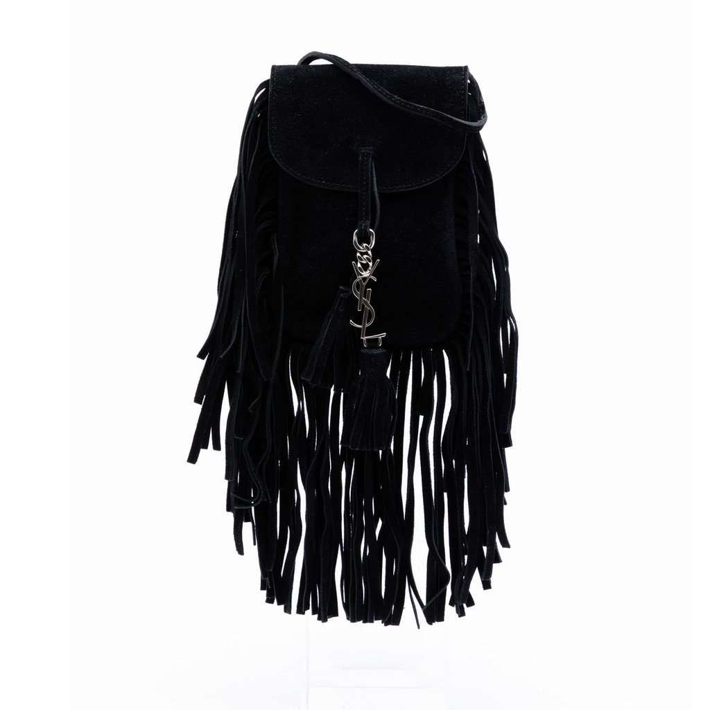 Saint Laurent Toy Suede Anita Fringed Crossbody Black Leather Very good condition - Front View